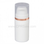 Airless Bottle, Natural Cap with Shiny Rose Gold Band, White Pump, White Body, 5 mL - Texas